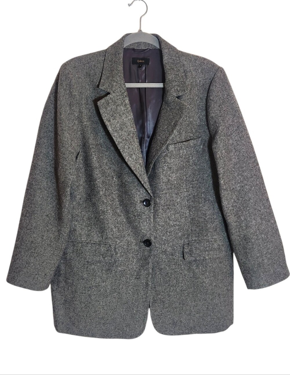 Quince Mens Gray Tweed Two Button Sport Coat Size Large